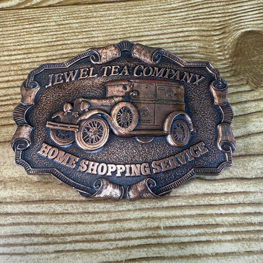 Vintage Jewel Tea Company belt buckle Home shopping grocery store 1977 Chicago